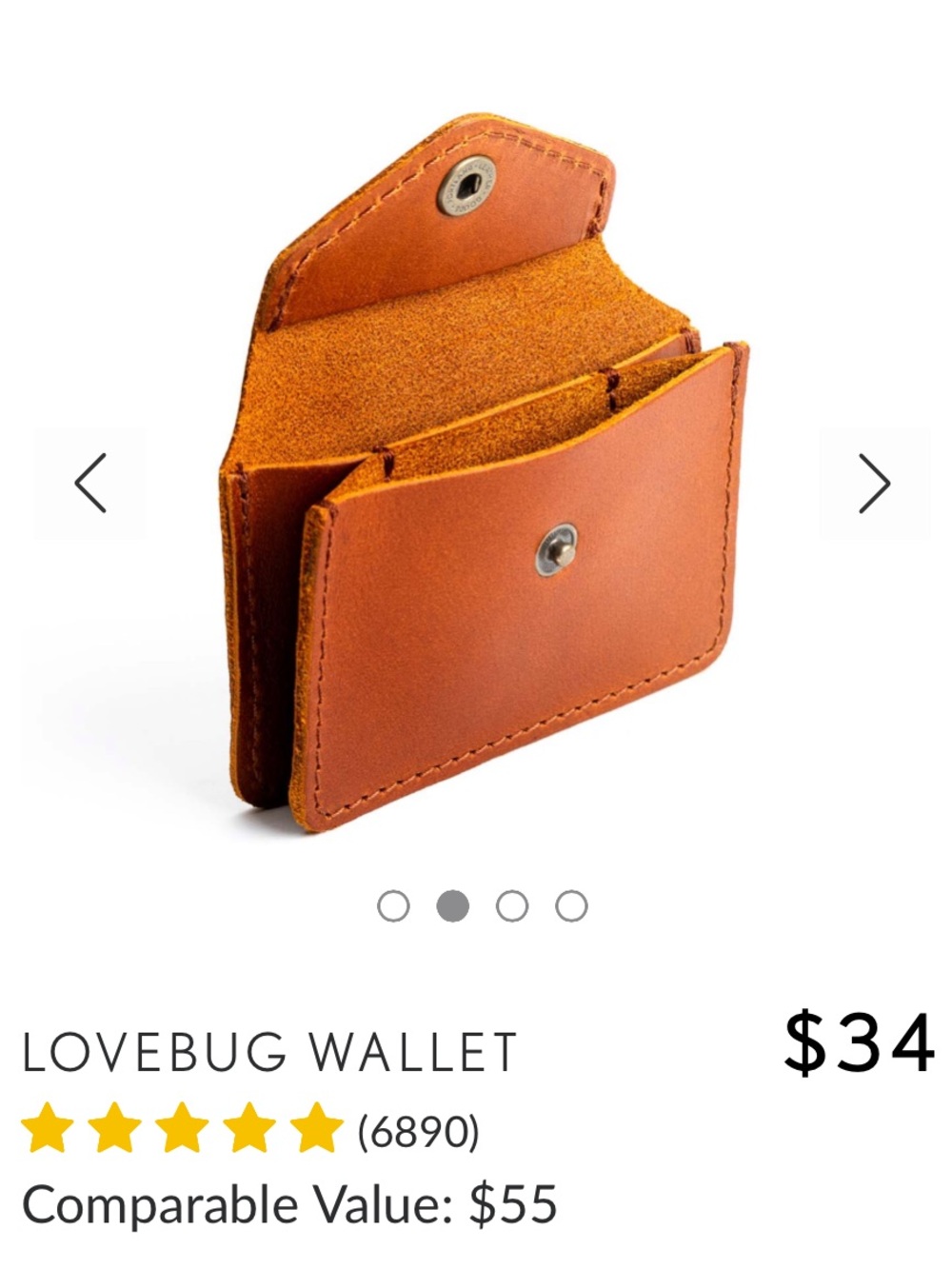Portland Leather Lovebug Nutmeg Leather Wallet